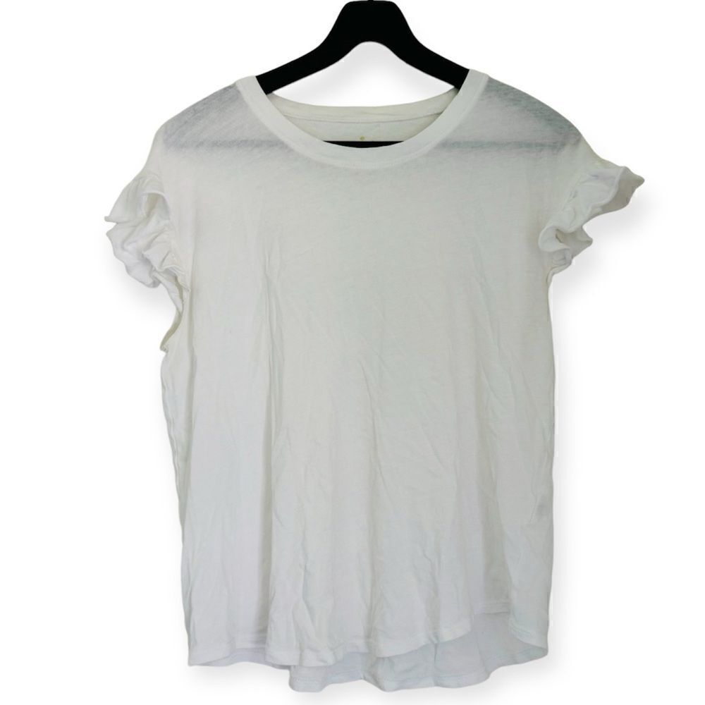 Kate Spade White Ruffle Short Sleeve Top Size Medium